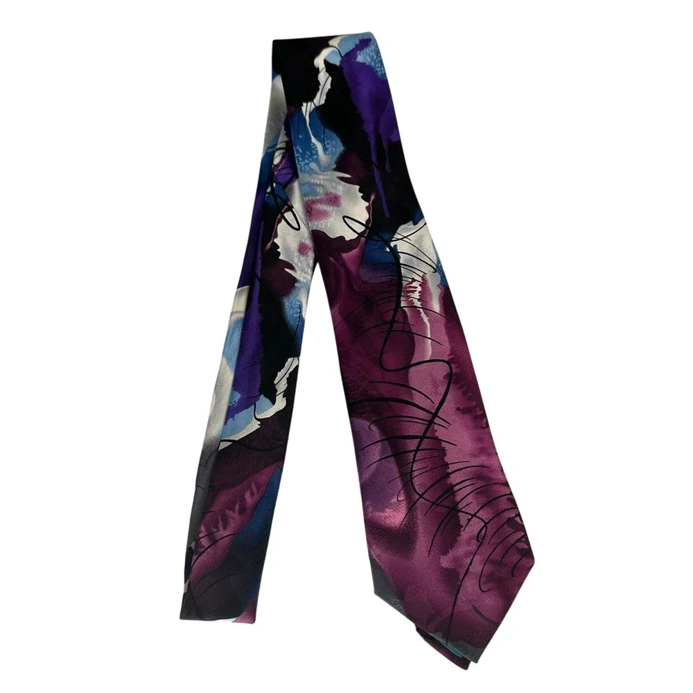 J Garcia Shaman Collection 62 Mens Silk Necktie Abstract Watercolor Art Long